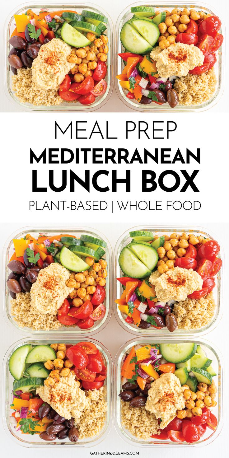 meal prep mediterraneanan lunch box with vegetables and chickpeas