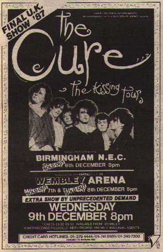 an old concert poster for the cure