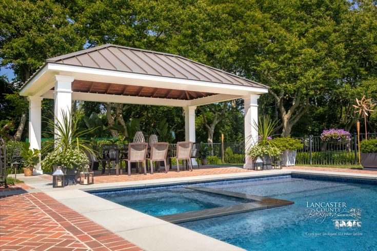 Backyard Pavilion, 12x20 Backyard Pavilion Pool Pavilion Ideas, Pavillion Backyard, Pool Gazebo, Timber Frame Pavilion, Pool Pergola, Pool Pavilion, Backyard Getaway, Pool House Plans, Outdoor Pavilion