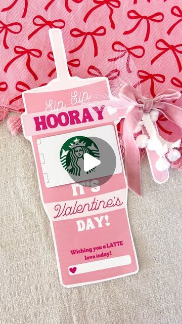 a pink starbucks valentine's day gift tag