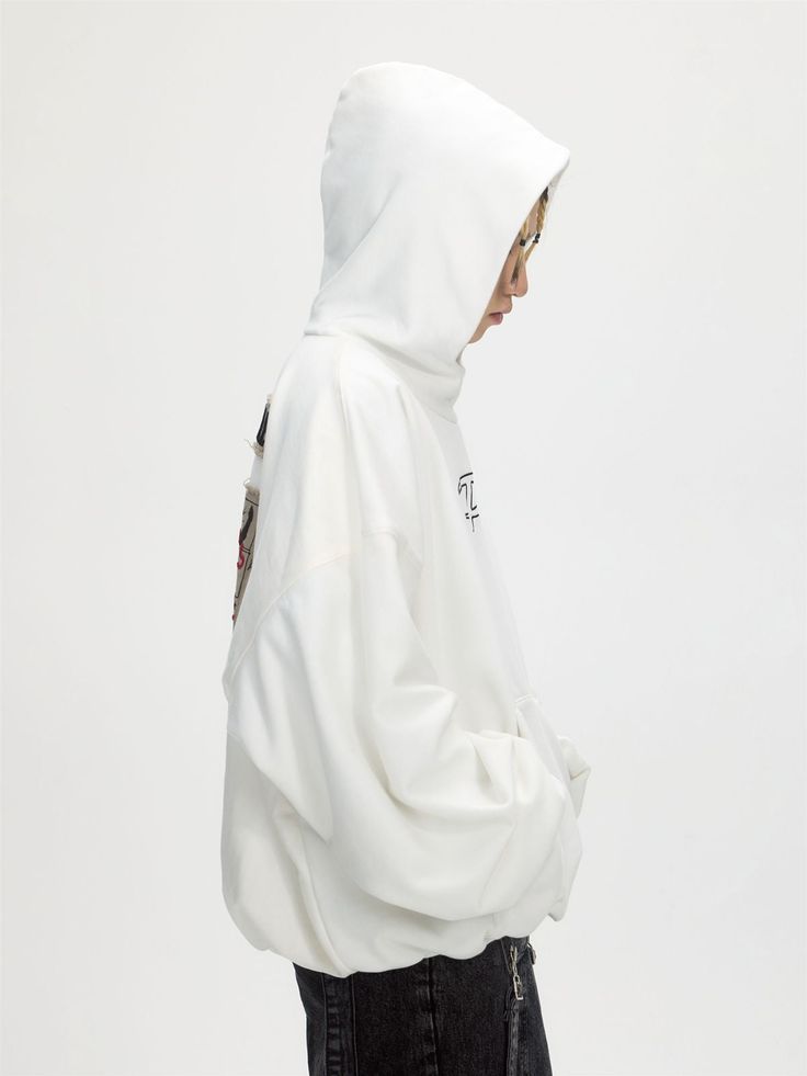 UNISEX HOODIE BACK -PRINT SWEAT PARKA -PeopleStyle – ARCANA ARCHIVE Oversized Hooded Jacket With Letter Print, Relaxed Fit Hoodie With Drawstring For Streetwear, Sporty Oversized Hooded Jacket With Letter Print, Streetwear Hoodie With Drawstring Hood And Relaxed Fit, Relaxed Fit Streetwear Hoodie With Drawstring Hood, Oversized Letter Print Hooded Jacket For Streetwear, Oversized Hooded Jacket With Letter Print For Streetwear, White Oversized Sweatshirt With Double-lined Hood, Oversized Drawstring Hood Sweatshirt For Streetwear