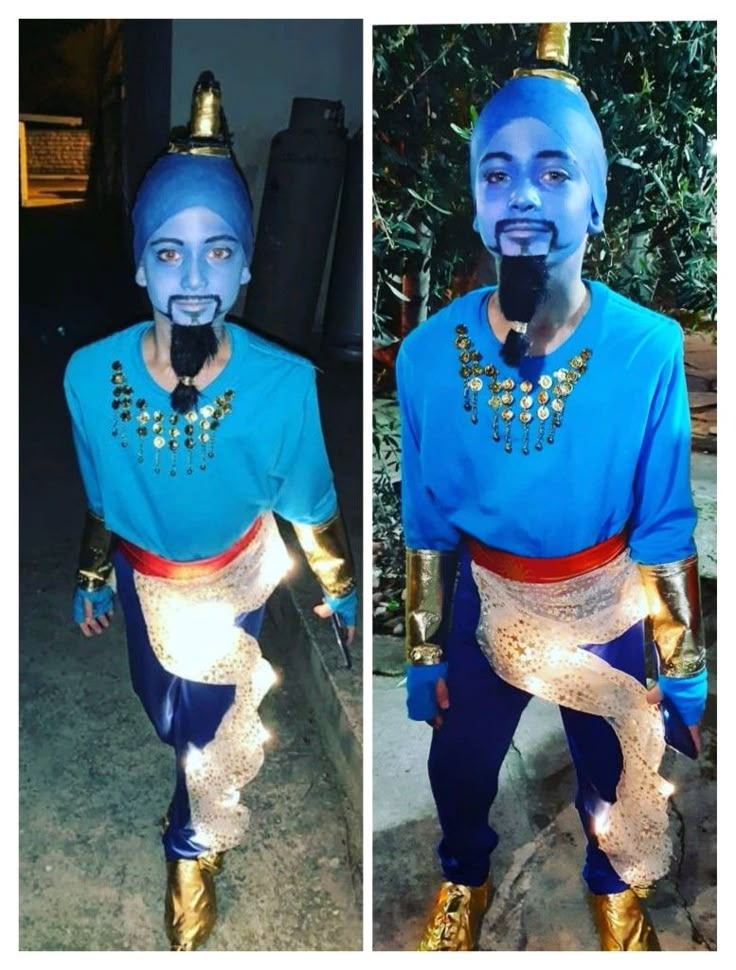 Alladin Genie Costume, Jafar Costume Diy, Alladin Costume Ideas, Aladdin Jr Costumes, Genie Costume Aladdin, Genie Costume Diy, Diy Aladdin Costume, Genie Costume For Women, Aladdin Costume Diy