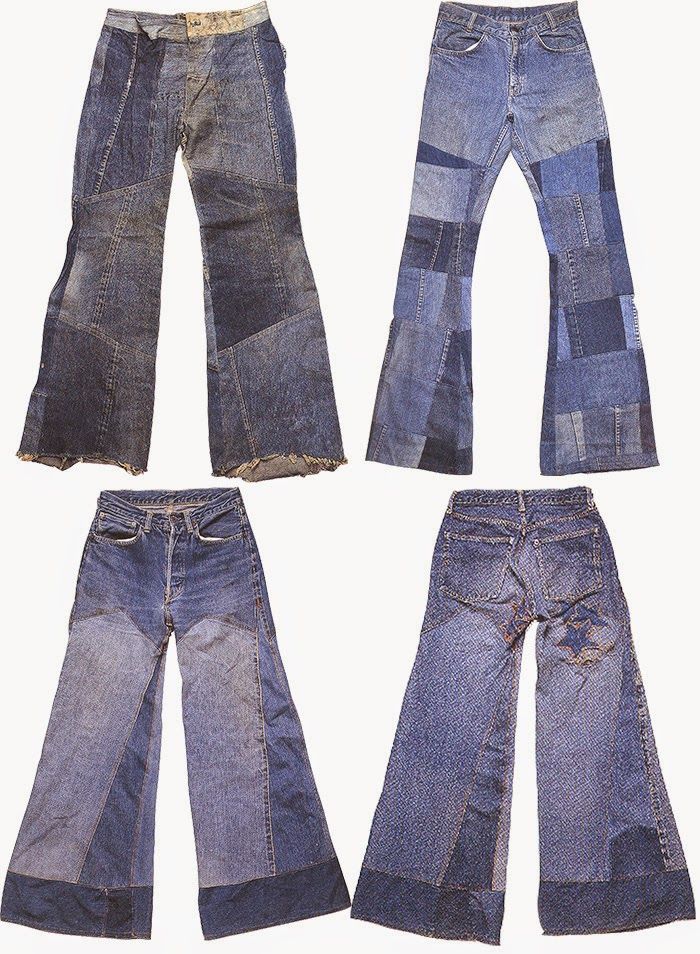 four pairs of jeans with different patterns on them