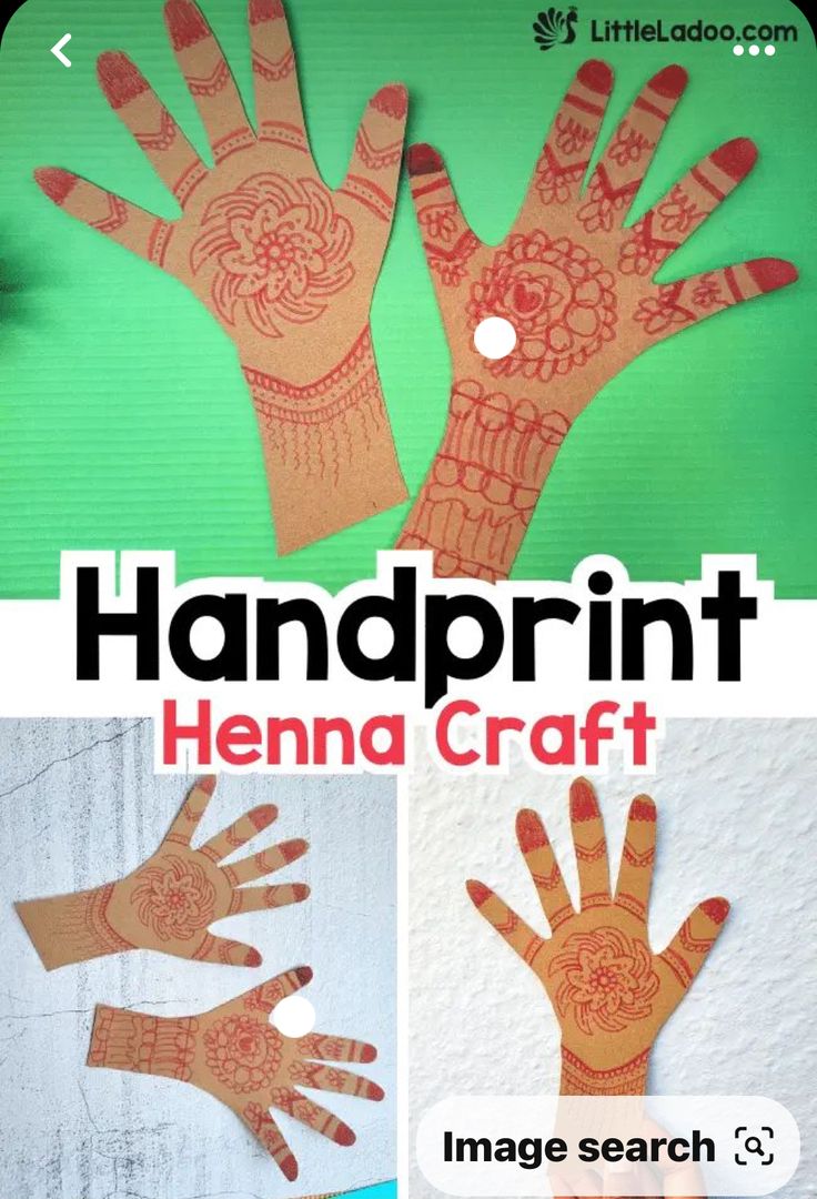 handprint henna craft for kids to make with the hands and fingers on it