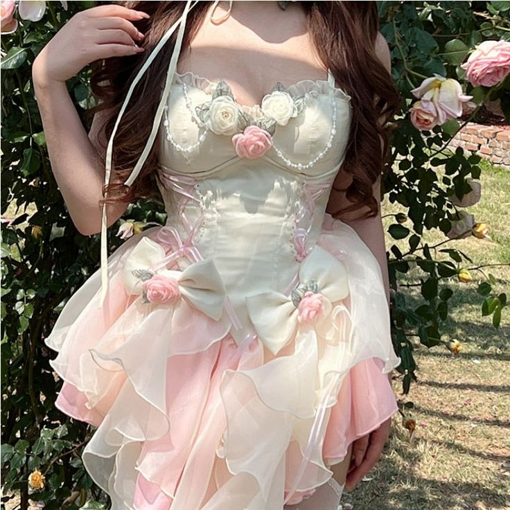 Size:S bust:82-92cm length:80cm waist:64-72cmM bust:86-96cm length:82cm waist:68-76cmL bust:90-100cm length:84cm waist:72-80cmXL bust:94-104cm length:86cm waist:76-84cmNoteAll dimensions are measured by hand, there may be 2-3cm deviations. Please note 1 cm = 0.39 inch,1 inch = 2.54 cm. Because of lighting and display,TSmyen will be a little color difference, please understand Fairycore Mini Dress For Costume Party, White Fairycore Corset Dress With Ruffles, Fairycore Mini Dress With Floral Print, Fairycore Mini Length Dresses, Cute Fairy Dress For Summer Garden Party, Pink Fairycore Mini Dress, White Fairycore Corset Dress For Party, Spring Mini Length Cosplay Dress, White Mini Length Fairycore Dress