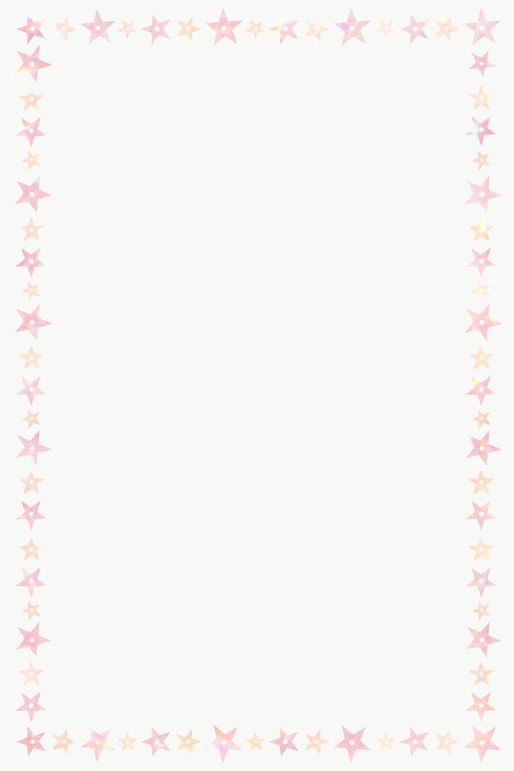 a white background with pink and yellow stars on the bottom, in an ornate frame