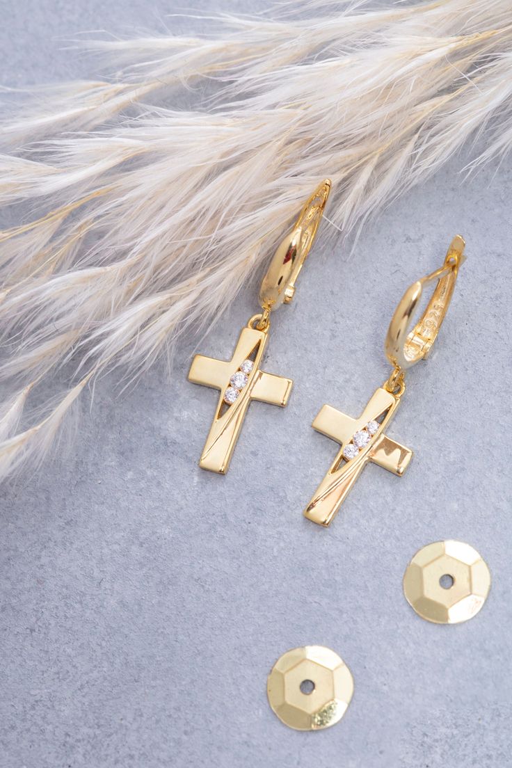 ★14K Solid Gold Cross Earrings, 925 Sterling Silver Cross Earrings, Special Design Real Gift Earrings, Valentine's Day Gift, Mother's Day Gift★ ✔ FEATURES: -Gold KT: 14K Solid Gold and 925 Silver -Colors: 925 White Gold, 925 Rose Gold, 925 Yellow Gold, 14K White Gold, 14K Rose Gold, 14K Yellow Gold ✔ SHIPPING: -Ready to Ship in 1-3 Business Days -FREE shipping on all orders -Packed in a labeled gift box -The perfect birthday or holiday (Christmas, Hanukah, valentines day...etc.) gift! -We ship g White Gold Cross Earrings For Gift, Hypoallergenic Yellow Gold Earrings For Mother's Day, White Fine Jewelry Huggie Earrings As Gift, White Fine Jewelry Huggie Earrings For Gift, White 14k Gold Huggie Earrings As Gift, White Huggie Earrings As Fine Jewelry Gift, Mother's Day Yellow Gold Earrings Gift For Her, Mother's Day Gift Yellow Gold Earrings, Elegant Cross Hoop Earrings Gift