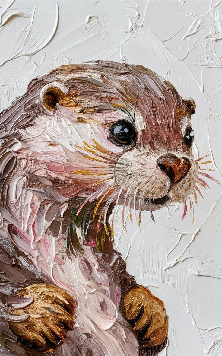 a painting of an otter on a white background