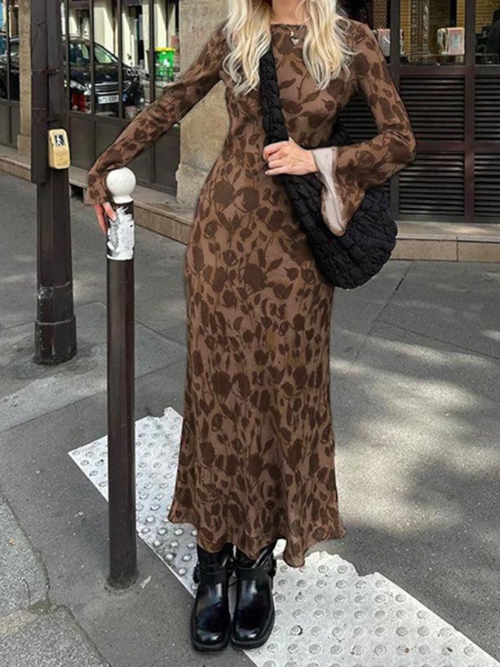 ⚡️Free Shipping Vintage Print Trumpet Sleeve Maxi Dress Brown L under $29.00 in Dresses. ✓2024 Holiday Sale at Another Chill. ✓Free Shipping on all orders over US$69 Vintage Midi Dress Long Sleeve, Velvet Midi Velvet Long Sleeve Vintage Dresses, Satin Midi Dress With Combat Boots, Long Sleeve Midi Slip Dress, Luxury Fall Dress For Night Out, Winter Dressy Dress, Luxury Velvet Dress For Fall, Womens Date Dress, Rust Color Dress Tights