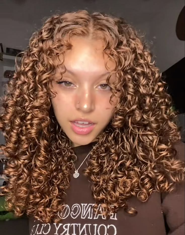 Strawberry Blonde Curly Hair Black Women, Light Brown Naturally Curly Hair, Cinnamon Curly Hair Color, Maple Brown Hair Color Curly Hair, Cinnamon Hair Color Curly, Honey Brown Short Curly Hair, Light Brown On Curly Hair, Light Curly Brown Hair, Copper On Curly Hair