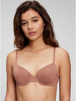 Soft knit.  Adjustable straps.  Semi-demi cut.  #536559 Supportive fit.  For more fit and sizing info, check out our Size Guide. Gap Fitted Seamless Bra, Golden Hair Color, Light Brown Colour, Lace Styles, Brown Colour, Winter Fits, Indian Wedding Dress, Womens Bras, Knitted Tshirt