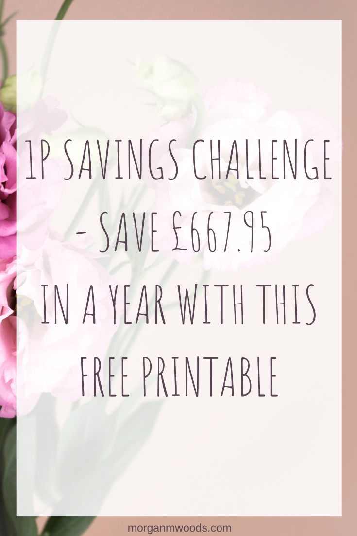 pink flowers with text saying tip savings challenge save $ 66 / 75 in a year with this free printable