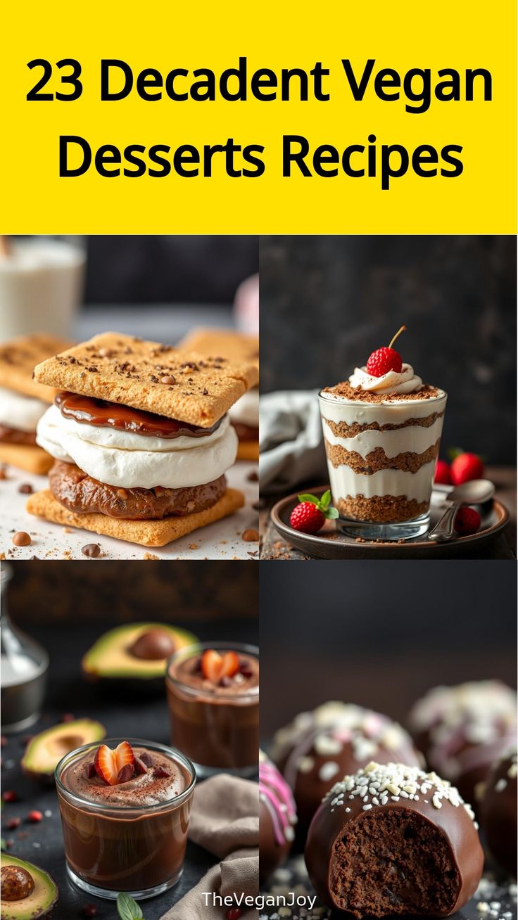 23 Decadent Vegan Desserts Recipes Vegan Cold Desserts, Vegan Asian Dessert Recipes, Silken Tofu Dessert Recipes, Christmas Vegan Desserts, Fun Vegan Recipes, Vegan Desserts Recipes, Vegan Parfait, Vegan Desserts Easy, Vegan Desserts Healthy