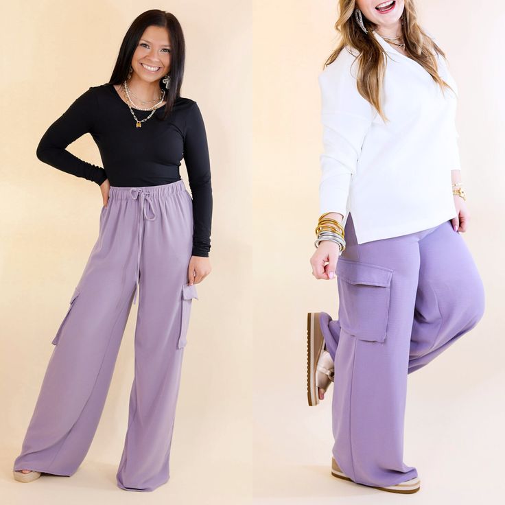 Sunday Stroll Wide Leg Cargo Pant in Lilac Purple - Giddy Up Glamour Boutique High Waisted Cargo Pants, Lilac Grey, Giddy Up Glamour, Cargo Pant, Weekend Style, Cargo Pants, Warm Weather, Carry On, Wide Leg