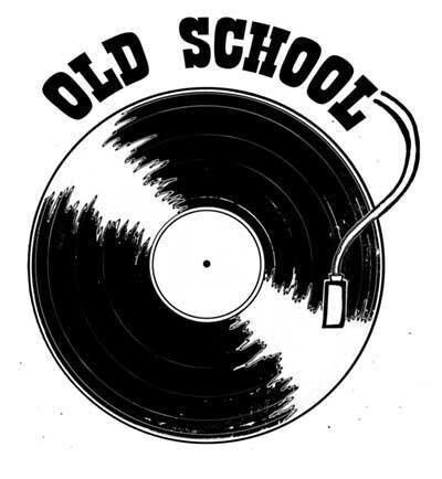 an old school vinyl record with the words'old school'in black and white