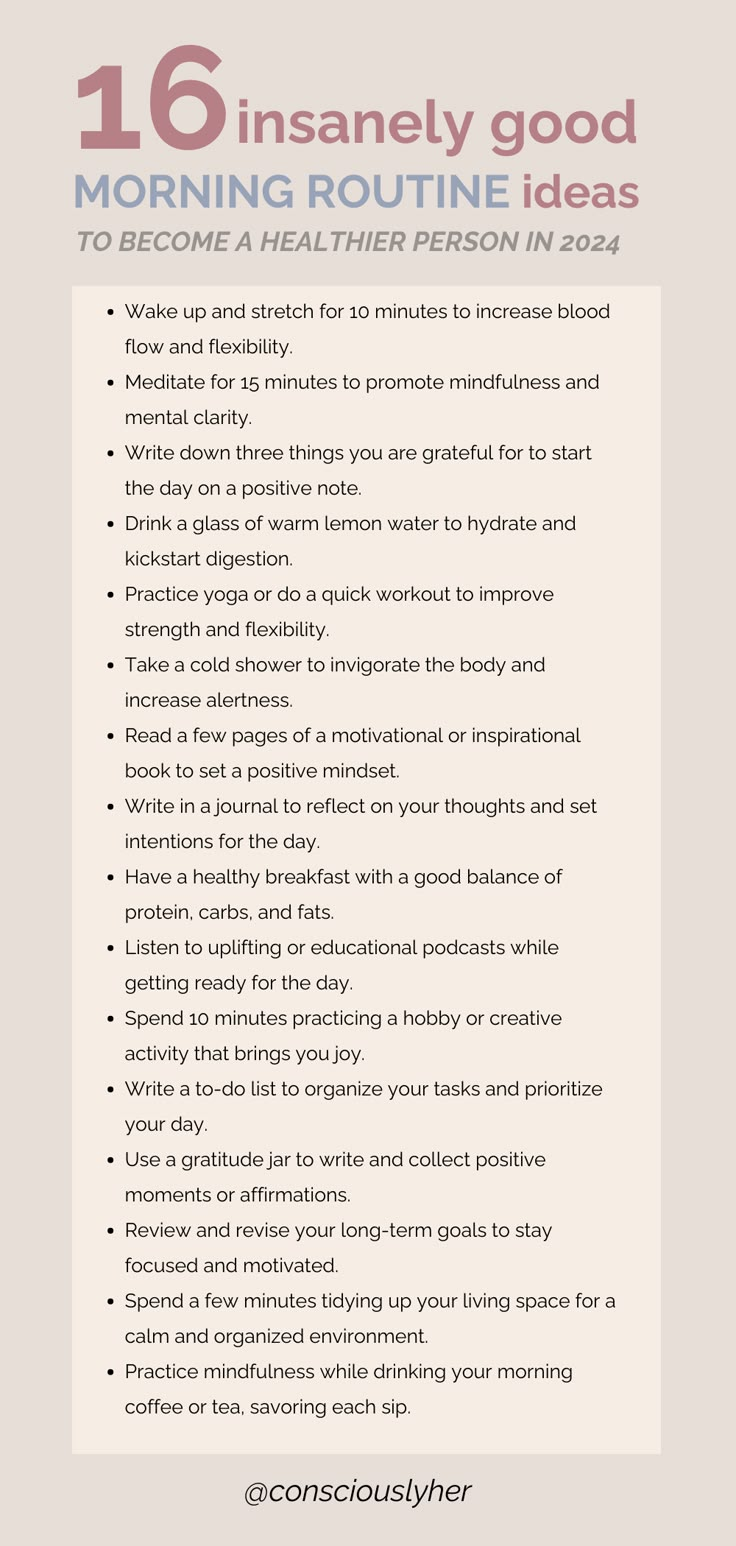 Looking to revamp your morning routine? Check out these 16 inspiring and practical morning routine ideas to kickstart your day on a positive note. From meditation and exercise to journaling and healthy breakfast options, discover new ways to energize and set a productive tone for the rest of your day. Start your mornings right and maximize your daily potential with these simple yet effective routines Good Morning Routine, Create A Routine, Morning Routine Ideas, Week Schedule, A Morning Routine, Healthy Morning Routine, Self Care Bullet Journal, Routine Ideas, Vie Motivation