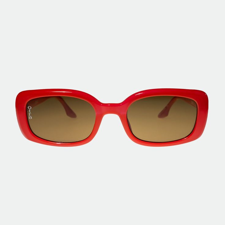 Bring a pop of color to your sunny days with our Daisy Sunglasses! The rectangular frame in vibrant melon adds a playful touch, while the brown lenses provide Category 3 protection against harmful UV rays. Frame Shape: Rectangular Frame Color: Melon Lens Color: Brown, Lens Category 3 100% UV Protection *Available at both locations