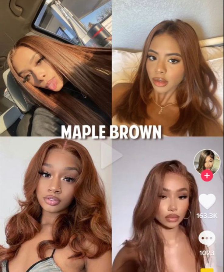 Fun Hair Color For Black Hair, Dye Hair On Brown Skin, Hair Colour Honey Brown, Fall Hair Colors Light Skin, Light Brown Ginger Hair Black Women, Hair Dyed For Brown Skin, Butterscotch Hair Color Caramel, Cowgirl Copper With Money Piece, Monochromatic Hair And Skin