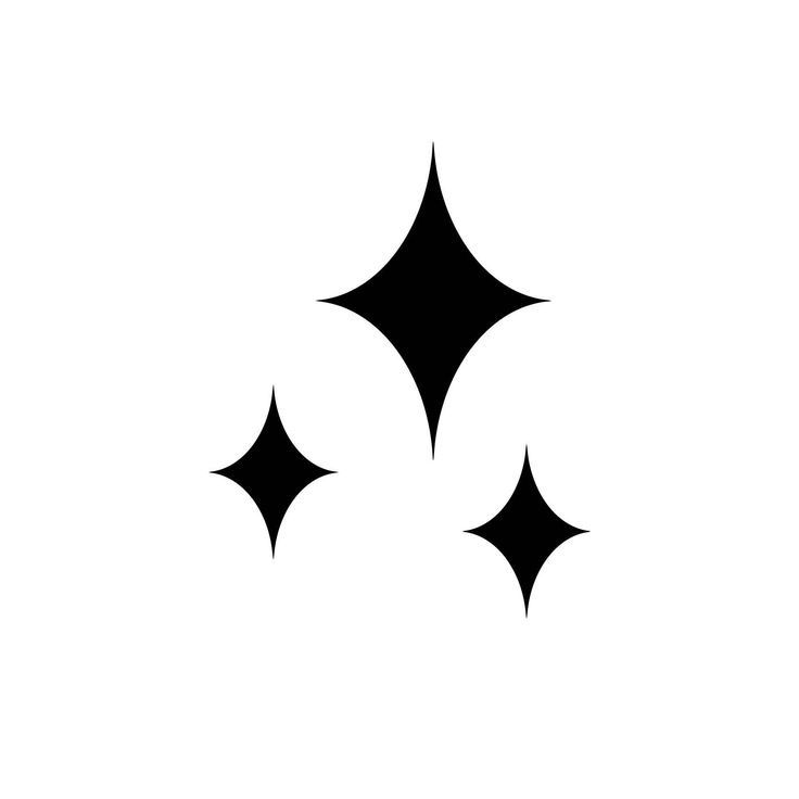 three black and white stars are shown in the shape of four dots on a white background