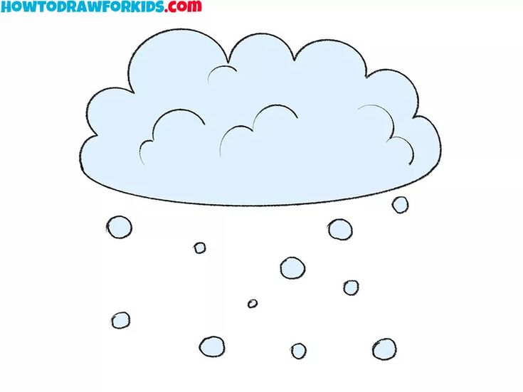 a drawing of a cloud with rain coming out of it's top and bottom