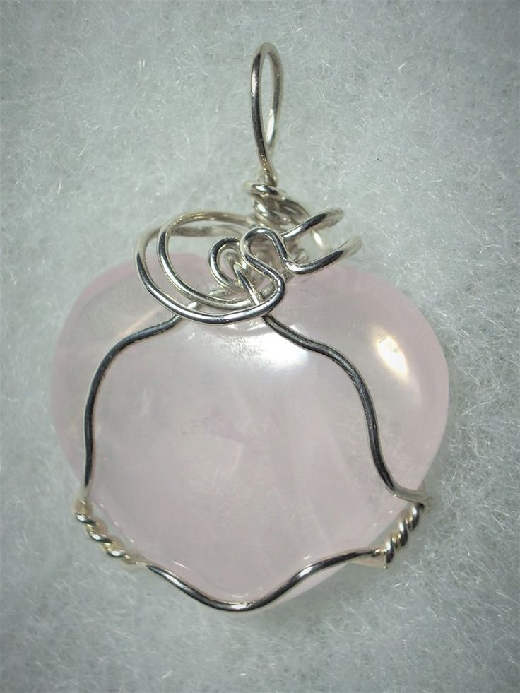 Rose Quartz Heart Pendant Wire Wrapped .925 Sterling Silver Pink Heart Detail Jewelry For Valentine's Day, Pink Open Heart Jewelry For Wedding, Sterling Silver Jewelry With Pink Heart Beads, Pink Heart-shaped Gemstone Jewelry, Pink Sterling Silver Heart Pendant Jewelry, Pink Heart-shaped Jewelry With Heart Detail, Pink Heart Beads Jewelry For Anniversary, Handmade Pink Double Heart Jewelry, Pink Double Heart Elegant Jewelry