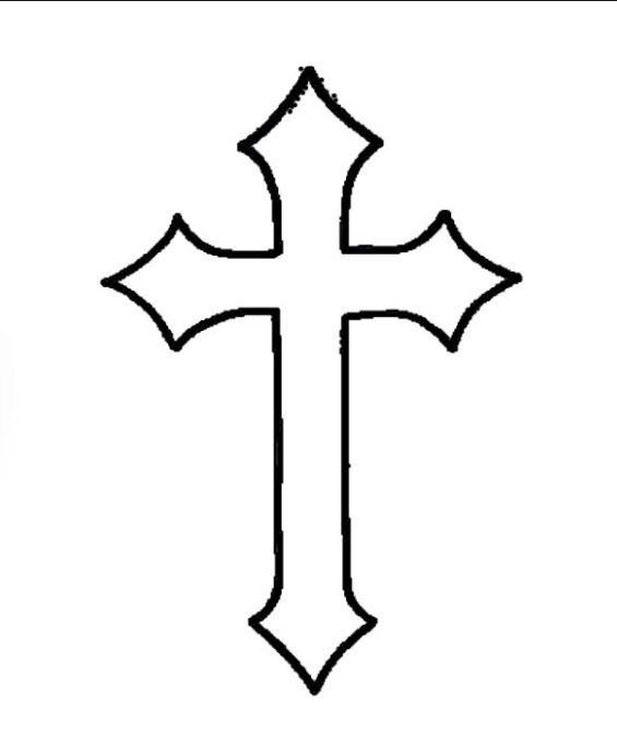 a black and white drawing of a cross