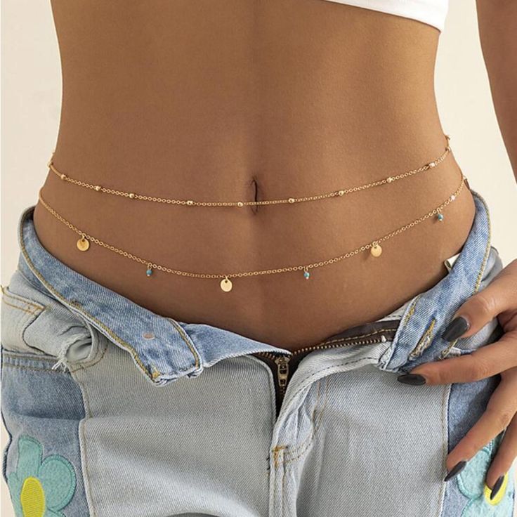 Super Cute And Stylish Ships In 5-10 Business Days Belly Chain Necklaces, Belly Chain Rings, Waist Jewelry Wedding, Gucci Belly Chain, Belly Necklaces Gold, Simple Thigh Chain, Tight Jewelry, Jóias Body Chains, Waist Jewellery