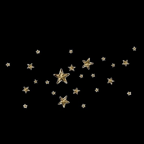 five gold stars are flying in the air