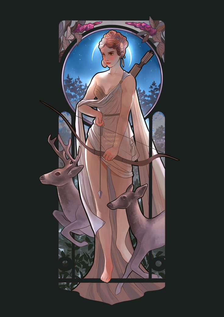 Hannah Alexander Artwork, Artemis Art, Artemis Greek Goddess, Hannah Alexander, Abc Illustration, Greek Deities, Greek Goddess Art, Celestial Spirit, Artemis Goddess