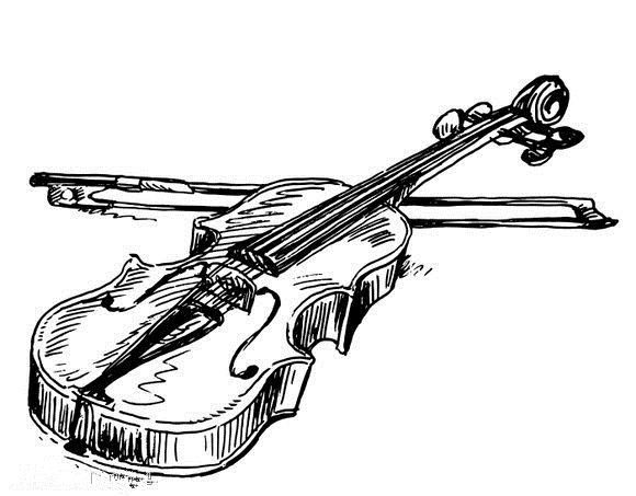 a drawing of a violin on a white background