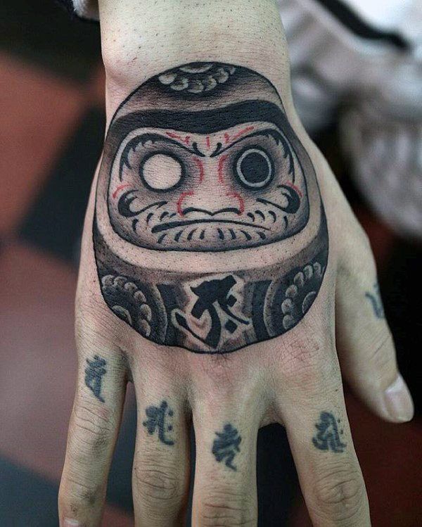 Simple Black And Grey Ink Daruma Doll Male Hand Tattoos Doll Hand Tattoo, Tattoo Daruma, Daruma Tattoo, Daruma Doll Tattoo, Tattoo Black And Grey, Tattoo Design For Hand, Doll Tattoo, Daruma Doll, Japan Tattoo Design