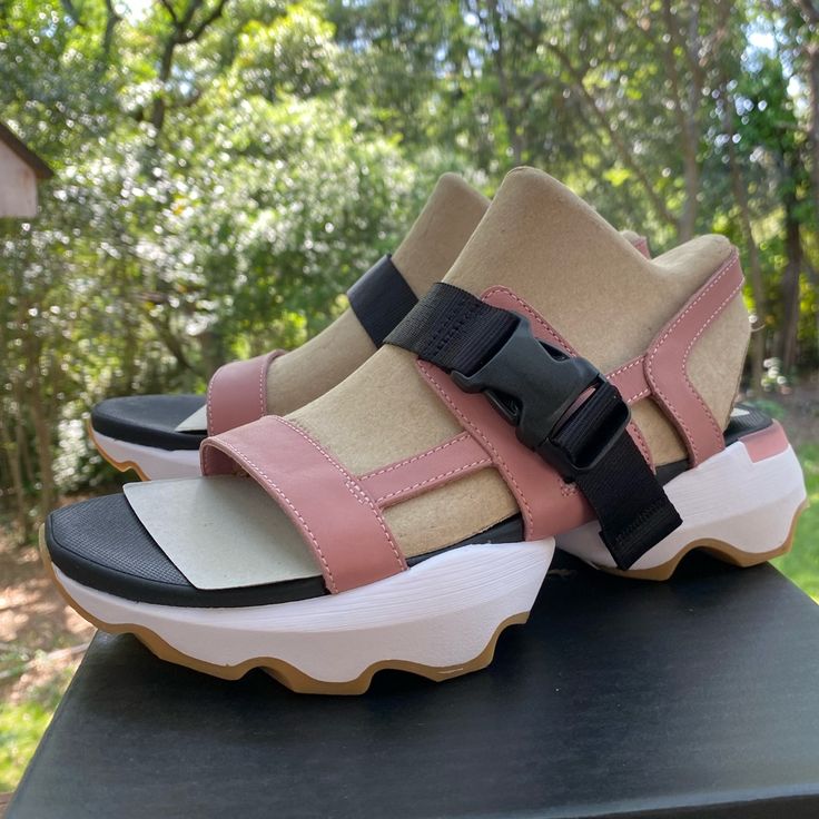 New Sorel Kinetic Impact Sling Sandal Color: Eraser Pink / White Size: Women’s 8.5 P6 Casual Synthetic Heels With Strap, Casual Synthetic Strap Heels, Casual Adjustable Slingback Heels, Casual Sport Sandals With Heel Strap For Beach, Casual Adjustable Strap Heels, Casual Pink Double Strap Sandals, Casual Sport Sandals With Heel Strap For Vacation, Pink Slingback Sandals With Adjustable Strap, Casual Strapped Platform Sandals