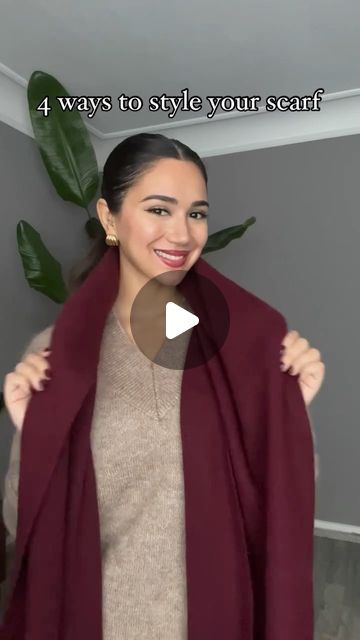 Buffalo Check Scarf Outfit, How To Wear A Bulky Scarf, Winter Scarf Wearing Styles, How To Fold Scarf For Hair, How To Wear A Gucci Scarf, Scarf Ties Ideas Tutorials, How To Wear A Large Scarf As A Wrap, How To Wear A Chunky Scarf, Wide Scarf How To Wear A