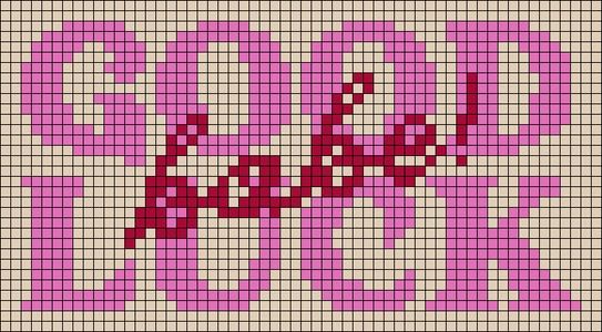 a cross stitch pattern with the word love in red and pink letters on it's side