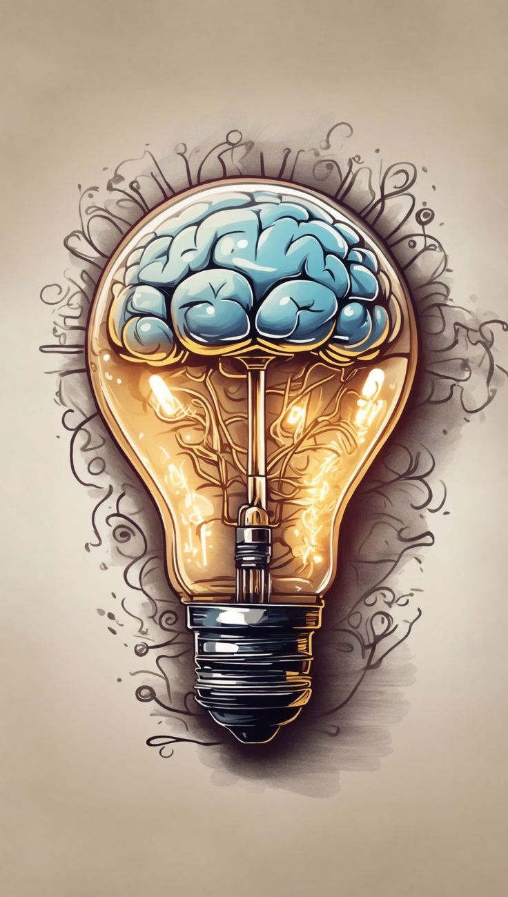 Brain in the bulb , show a strong, sparkling mind with great and emerging ideas Light Bulb Art, Brain Illustration, Brain Art, Abstract Art Wallpaper, Art Plastique, Galaxy Wallpaper, Cartoon Wallpaper, Art Wallpaper, Vector Art