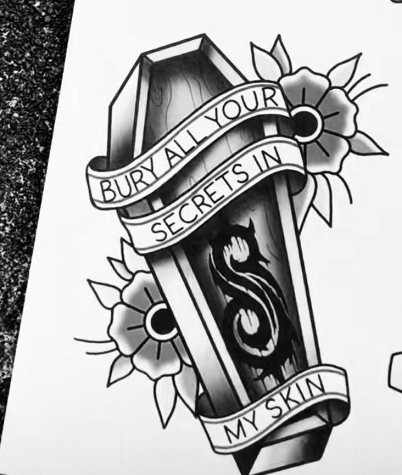 a tattoo design with the words burn all your secrets in my skin