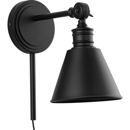 an image of a black wall light on a white background