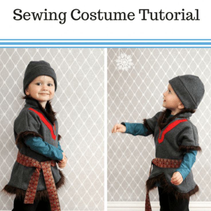 a little boy wearing a costume made out of fabric and leather with the words sewing costume tutor