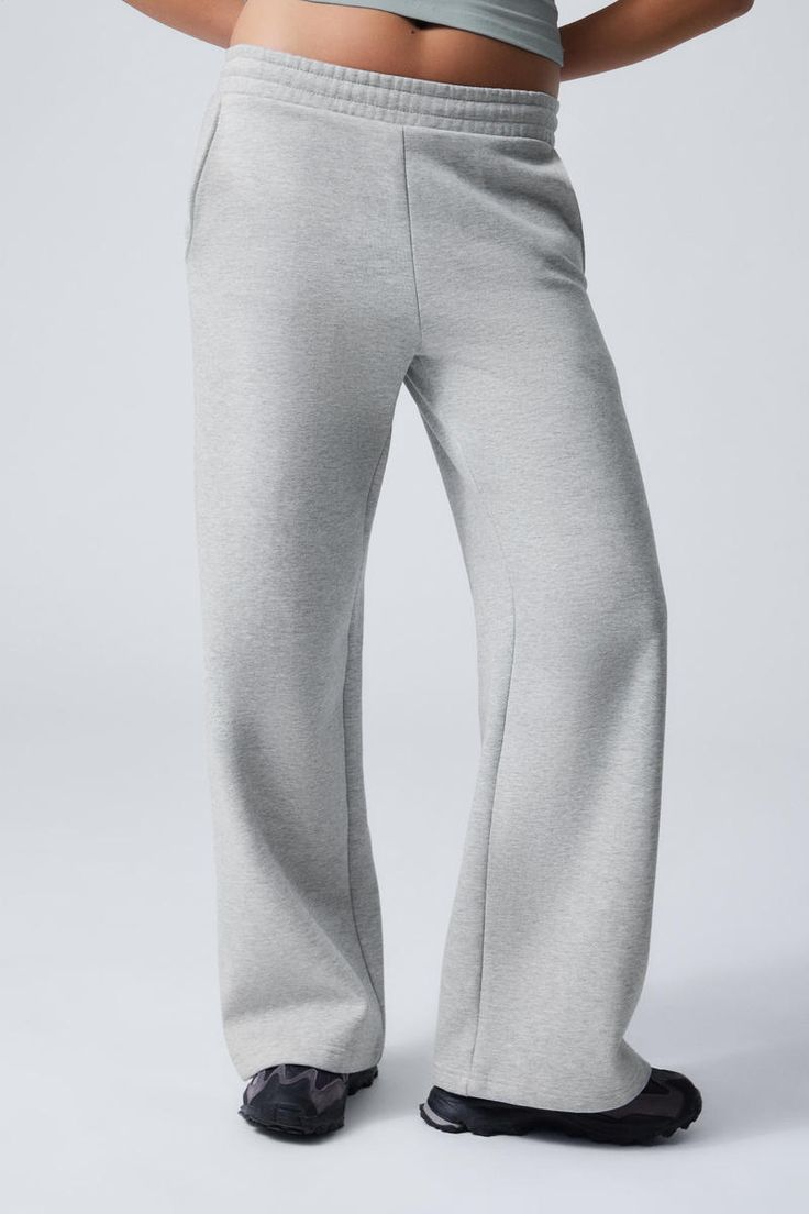 loose long heavyweight sweatpants - Washed Grey | Weekday WW Wide-leg Sweatpants With Elastic Waistband For Fall, Fall Wide-leg Sweatpants With Elastic Waistband, Cotton Wide Leg Activewear With Stretch, Sporty Wide Leg Pants With Elastic Waistband For Fall, Sporty Cotton Wide Leg Pants With Loosely Fitted Hips, Comfort Stretch Loungewear Pants With Straight Hem, Comfort Stretch Pants For Loungewear With Straight Hem, Sporty Cotton Wide Leg Pants With Loose Fit, Athleisure Sweatpants With Straight Hem For Fall