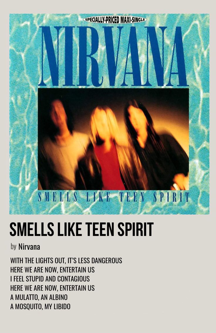 Nirvana Song Poster, Song Posters Nirvana, Nirvana Minimalist Poster, Nirvana Polaroid Poster, Nirvana Polaroid, Alternative Song Posters, Song Posters Vintage, Smells Like Teen Spirit Aesthetic, Songs Polaroid Posters