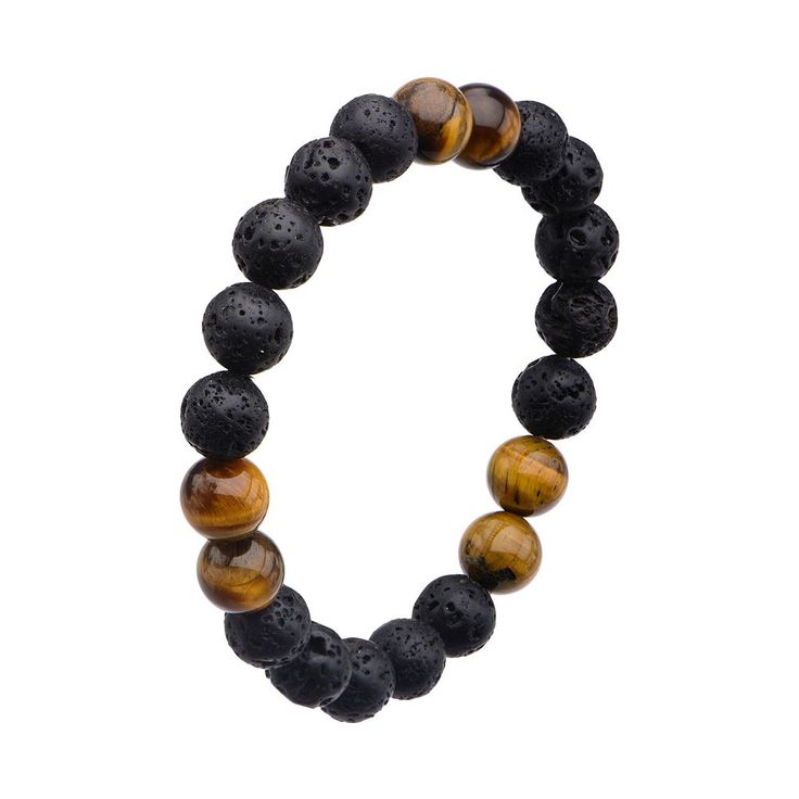 This lava stone and tiger eye beaded bracelet is perfect for everyday wear. Click on this JEWELRY & WATCHES GUIDE to learn about fit, styles, materials and more! BRACELET DETAILS Length: 8.5 in. Clasp: adjustable Finish: polished Stone: lava stone Packaging: boxed Size: 8.5". Color: Stainless. Gender: male. Age Group: adult. Casual Beaded Lava Stone Bracelets, Handmade Jewelry Diy Bracelets, Beaded Bracelets For Men, Brown Tiger, Lava Bead Bracelet, Healing Gemstone Bracelets, Tiger Eyes, Brown Tiger Eye, Buddha Beads