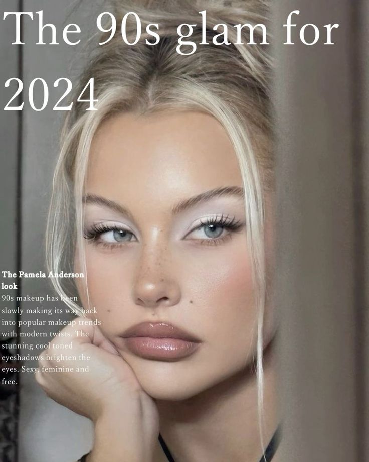 90s Glam. 2024 Trends. Feminine makeup. Frosted 90s Makeup, Makeup Trends For 2024, Trending Makeup Looks 2024, 90s Makeup Aesthetic, 90 Makeup Inspiration, Make Up 90s Style, 90s Model Makeup, 90s Bombshell Makeup, Makeup 2024 Trends