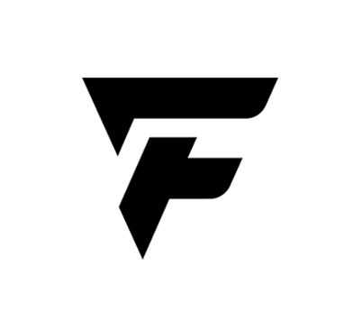 the letter f is made up of two letters, one black and white with an arrow