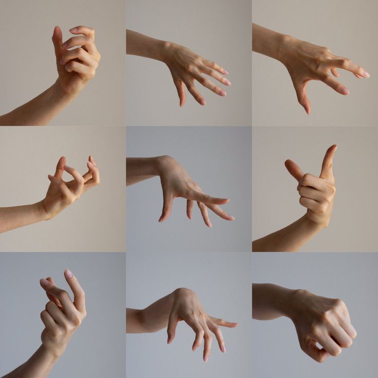 multiple images of hands doing different gestures