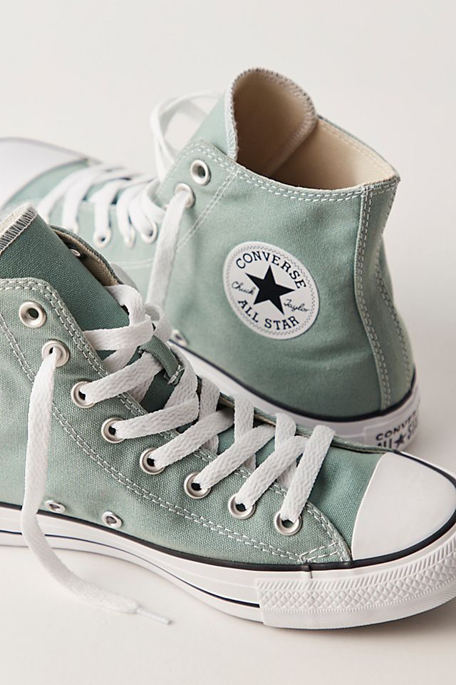 Chuck Taylor All Star Hi Top Converse Trainers in Herby Converse Shoes Colors, Light Green Converse, Aesthetic Green Outfits, Blue Supermoon, All Star Aesthetic, Hi Top Converse, Cute Converse Shoes, Green Shoe, Cute Converse