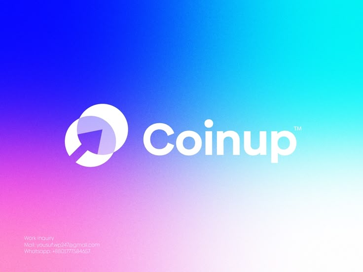 the logo for coinup is shown on a multicolored background with white letters