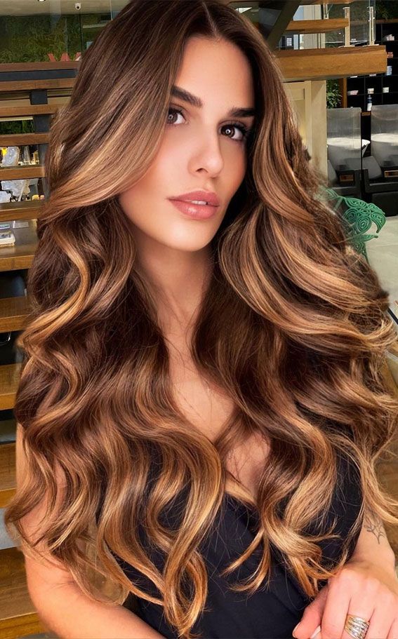 Sunset Highlights, Cherry Blonde, Brown Hair Color Shades, Brunette Hair With Highlights, Chocolate Brown Hair, Caramel Highlights, Brown Hair Balayage, Summer Hair Color For Brunettes, Balayage Brunette