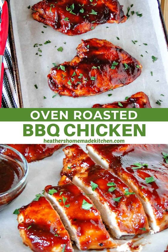 This Oven Roasted BBQ Chicken is an easy way to enjoy sticky, finger licking chicken that turns out tender and juicy every time. Seasoned chicken breasts are roasted, then smothered in BBQ sauce, and baked to perfection. This will be a family favorite recipe, guaranteed! Bbq Baked Chicken Breast, Oven Roasted Bbq Chicken, Bbq Chicken Breast Recipe, Sticky Finger, Oven Baked Bbq Chicken, Chicken Breast Oven, Bbq Sauce Chicken, Bbq Chicken Breast, Chicken Breast Recipes Baked