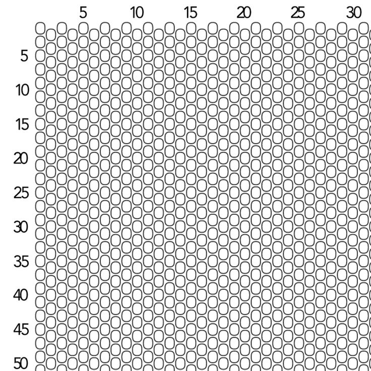 an image of a graph paper with numbers and circles in the form of hexagons