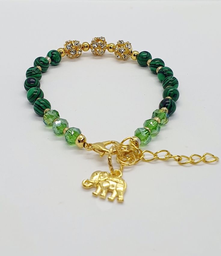 One of a kind Artisan Gemstone Bracelet green gemstone bracelet. Green Gemstone Bracelet, Malachite Bracelet, Green Bracelet, Art Deco Bracelet, Bracelet Crystal, Bracelet Gemstone, Green Gemstones, Handmade Bracelet, Crystal Bracelet